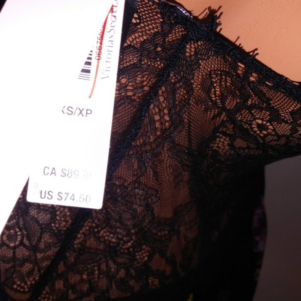 Victoria Secret Lingerie Chemise Slip XS Black Floral Lace Luxe Collection New W - Picture 8 of 8